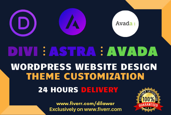 I will make a responsive wordpress web page using divi, avada or astra theme
