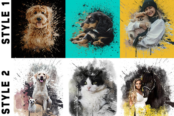 I will make custom watercolor pet portrait cat dog family portrait