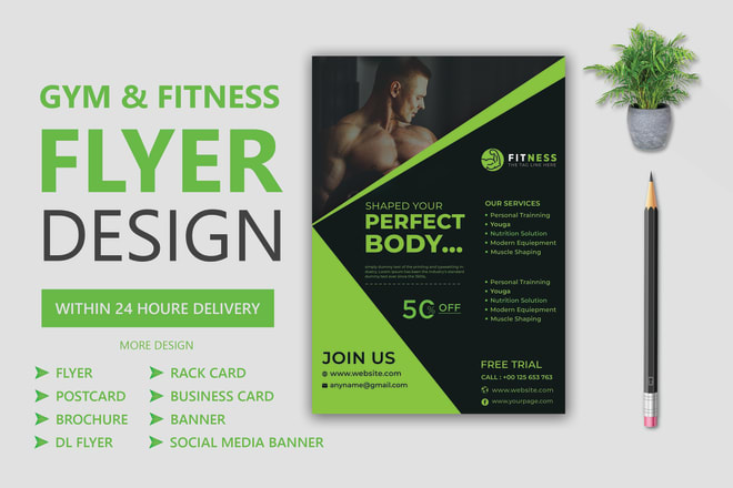 I will make gym workout flyers, health flyers, and fitness flyers