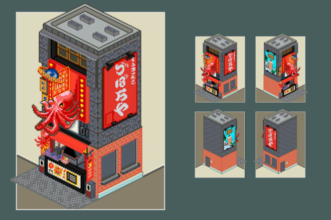 I will make professional isometric pixel art