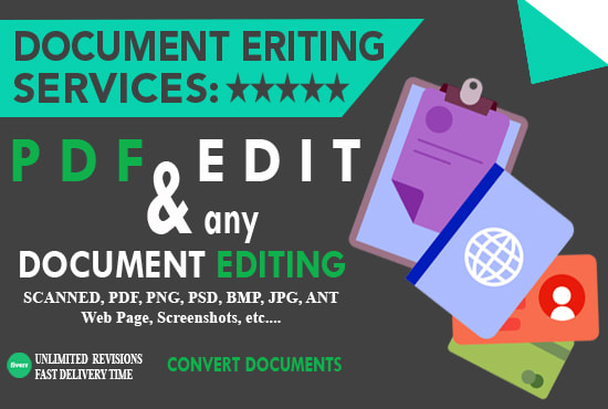 I will photoshop pdf document editing, edit scanned copy and any of document