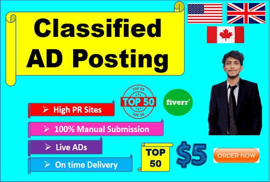 I will place your ad on top classified ad posting sites