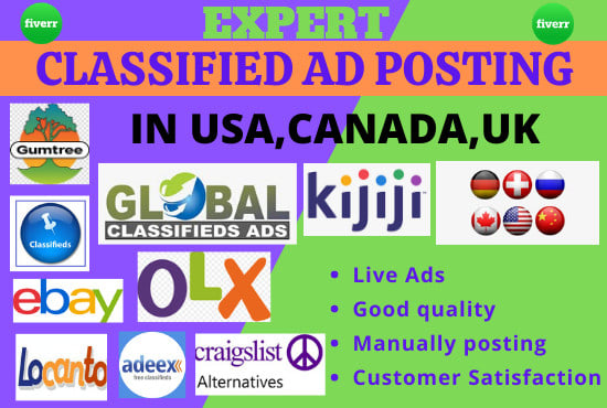 I will post classified ad in top classified ads sites manually