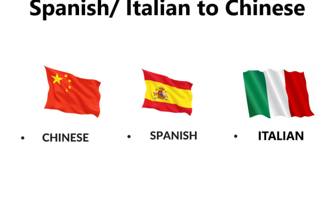 I will provide chinese to spanish, italian and opposite translation