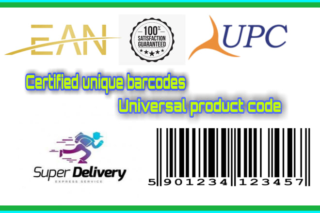 I will provide you certified registered upc,asin,ean barcodes for amazon,ebay