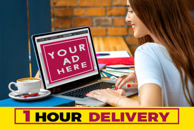 I will put your logo, image or website laptop screen mockup in 1 hr