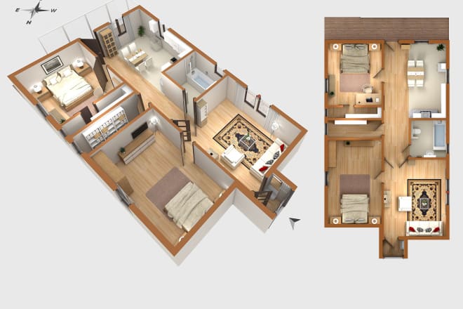 I will quick design a 3d floor plan