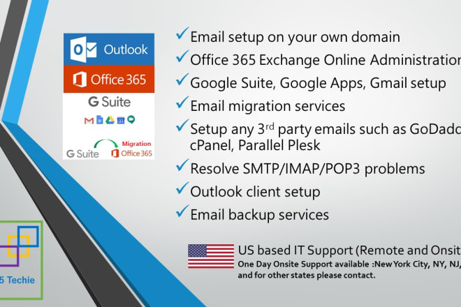 I will setup any email service on your domain US based IT support
