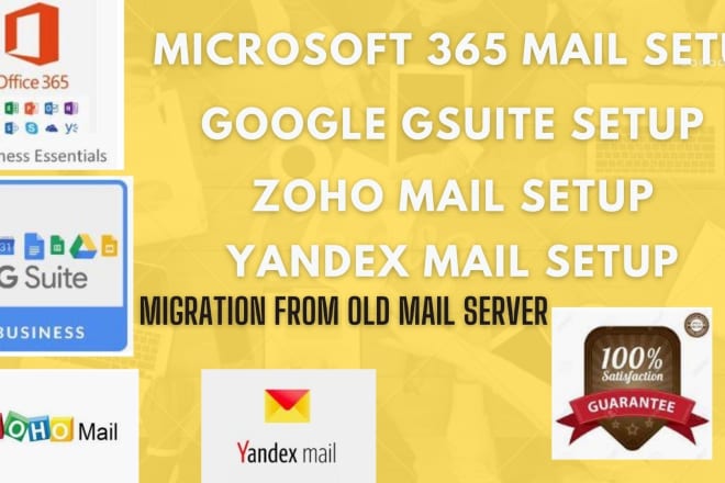 I will setup office365 gsuite zoho yandex free or paid email solution in few hours