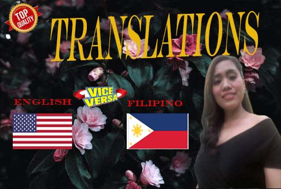 I will translate english to filipino texts,documents,audio or video