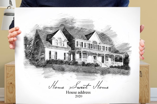 I will turn your home photo into pencil sketch drawing