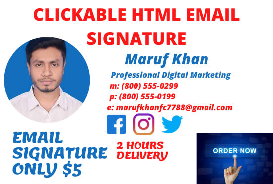 I will unique HTML clickable email signature design with logo