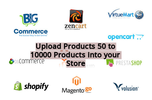 I will upload 20 to 9000 product in magento,shopify,amazon,ebay,wordpress,opencart