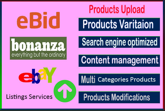 I will upload your products on ebid and bonanza