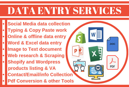 I will virtual assistant data entry web research listing typing