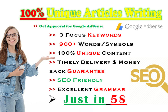 I will write 25 unique articles for google adsense approval