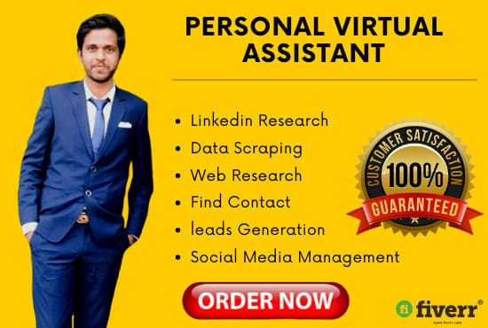 I will your personal assistant for linkedin research,typist,find contacts,email address
