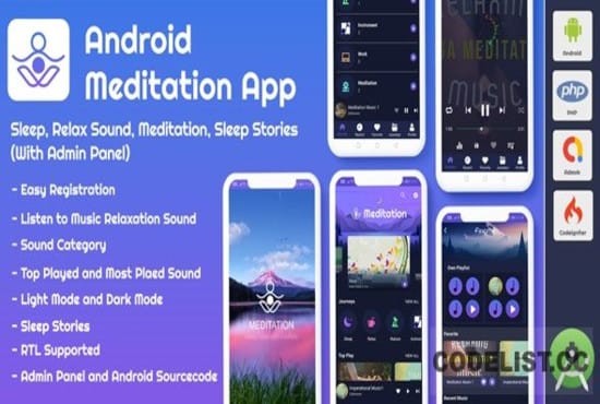 I will create android app relaxation and meditation music application with admin panel