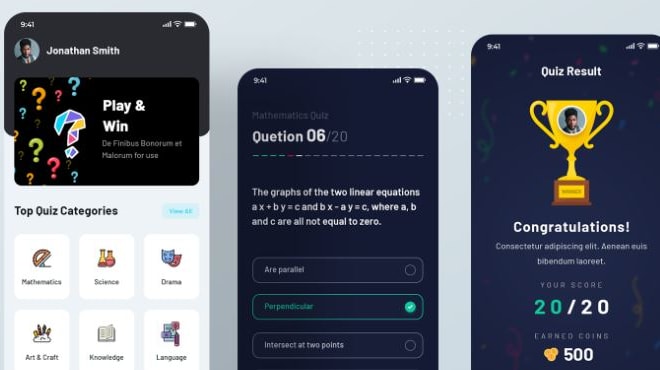 I will create you a fully interactive quiz app for mobile both android and ios