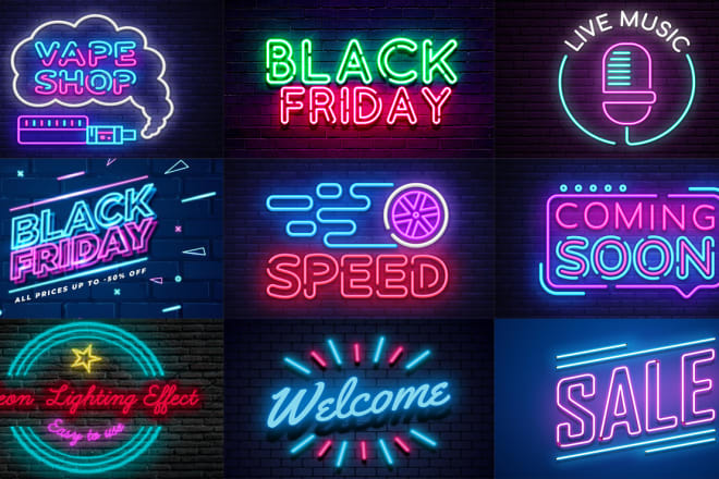 I will design neon logo or effect, 80s, neon text or neon icons