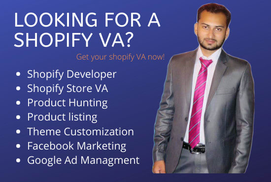 I will be your shopify expert VA, ecommerce expert