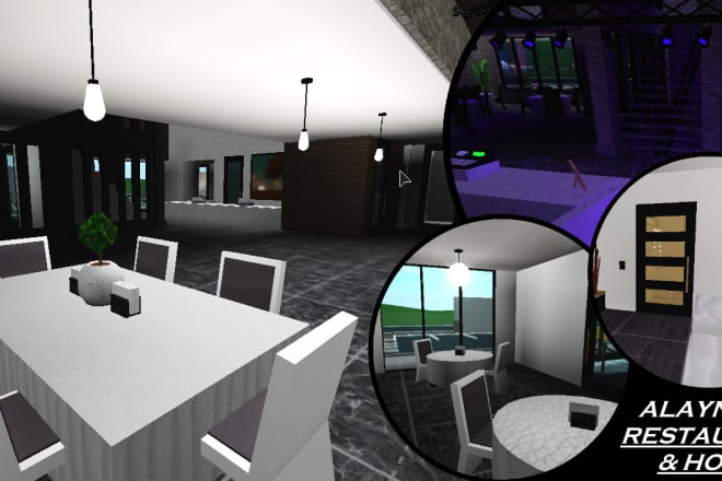 I will build a bloxburg cafe or restaurant or hotel on roblox