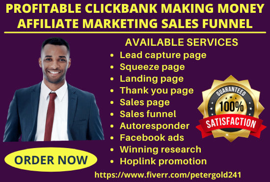I will build profitable clickbank affiliate marketing sales funnel