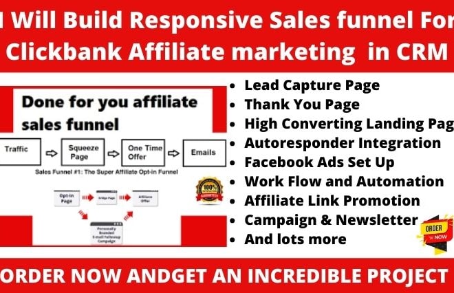 I will build responsive sales funnel for clickbank affiliate marketing in CRM