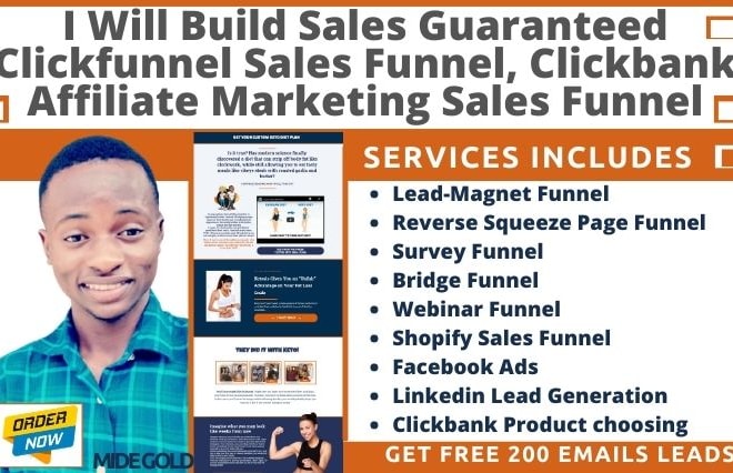I will build sales guranteed clickfunnels clickbank affiliate marketing sales funnel