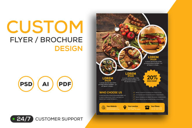 I will business flyer design custom event food real estate marketing brochure poster