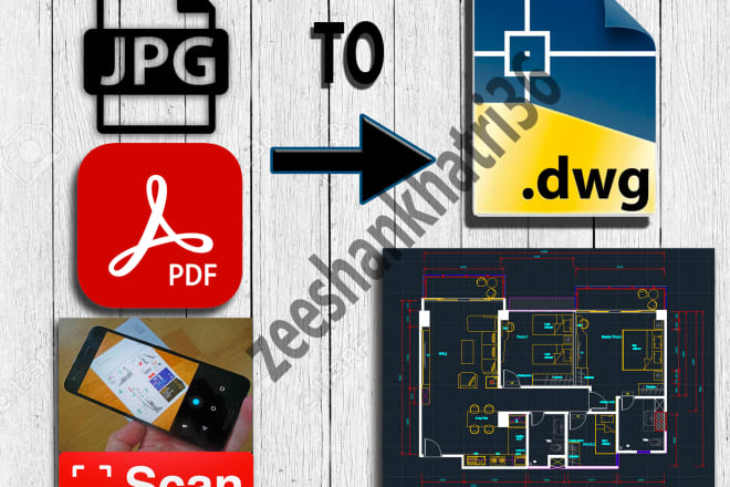 I will convert pdf, jpg or scan file into autocad dwg format