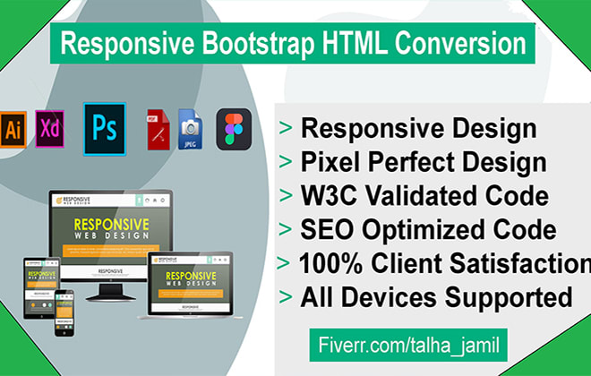 I will convert PSD to HTML responsive bootstrap