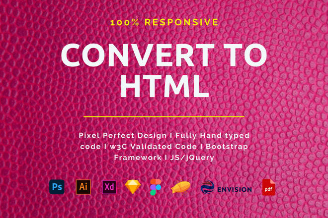I will convert psd,sketch,xd,ai,invision,zeplin,wix to html responsive website design