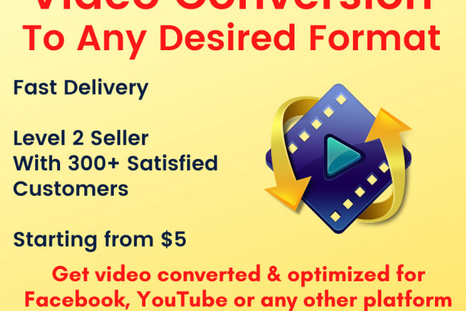 I will convert your video to mp4 mov avi mpg mp3 vise versa