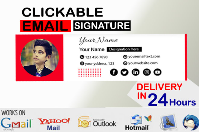 I will create a professional clickable html email signature online