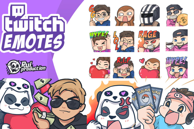 I will create cute twitch emotes for your channel