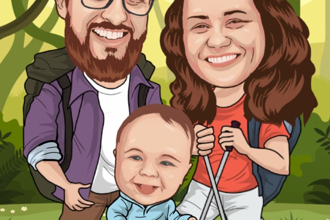 I will create digital caricatures and you can request any theme