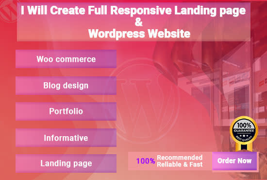 I will create full professional responsive landing page and wordpress website
