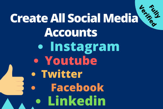 I will create instagram, facebook,linkedin,pinterst account