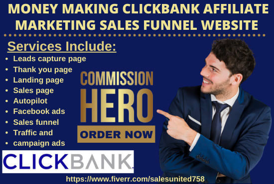 I will create money making clickbank affiliate marketing sales funnel