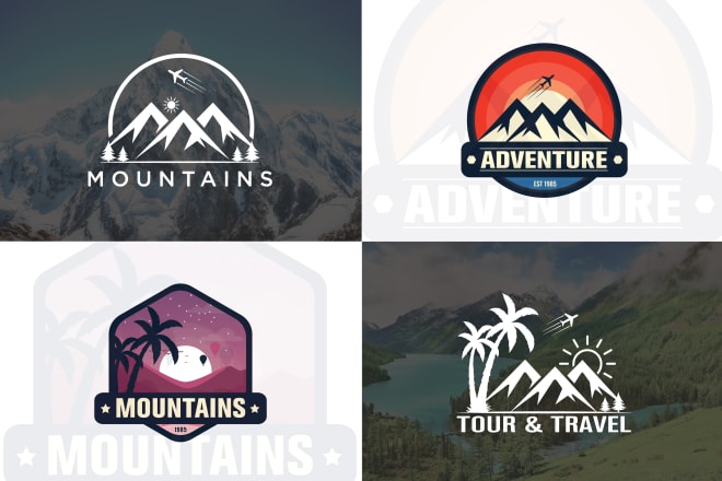 I will create outdoor adventure mountain hiking tourism transport travel logo design