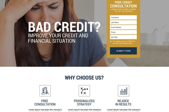 I will create professional mobile friendly credit repair landing page