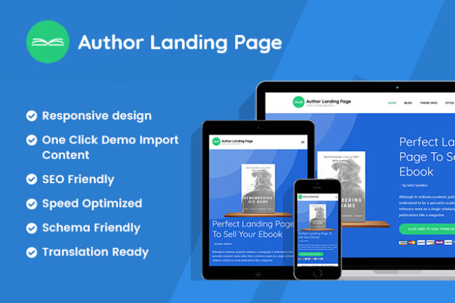 I will design a captivating author book landing page with landing page design