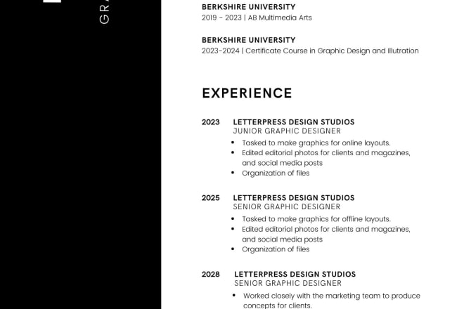 I will design a killer info graphic resume CV design under 24h