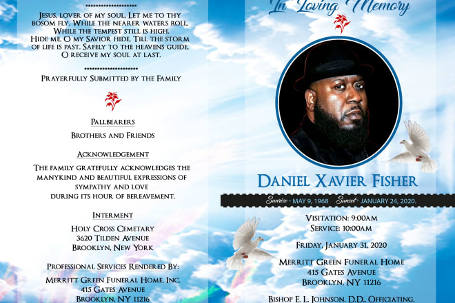 I will design a professional obituary, funeral invitation