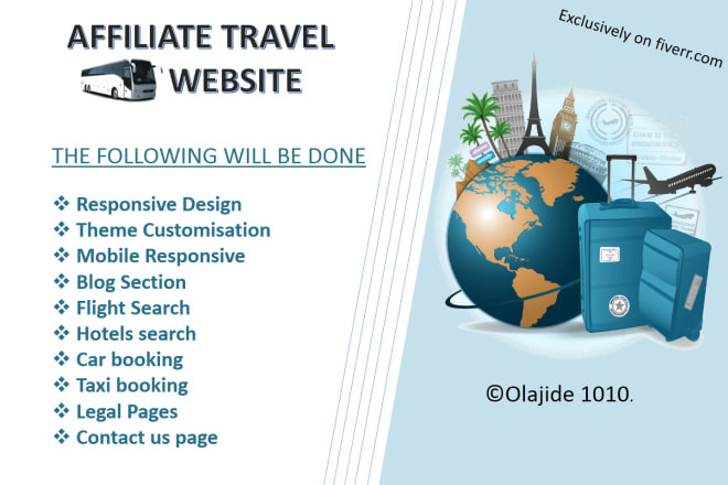 I will design a travel affiliate website