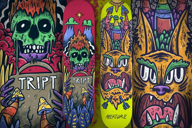 I will design a vector illustration for your skateboard deck