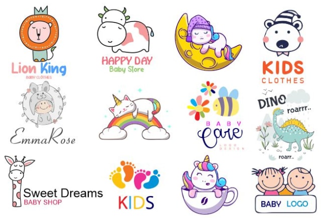 I will design adorable kids baby logo, baby products design