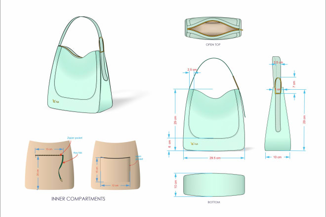 I will design all kinds of fashion bags with tech packs