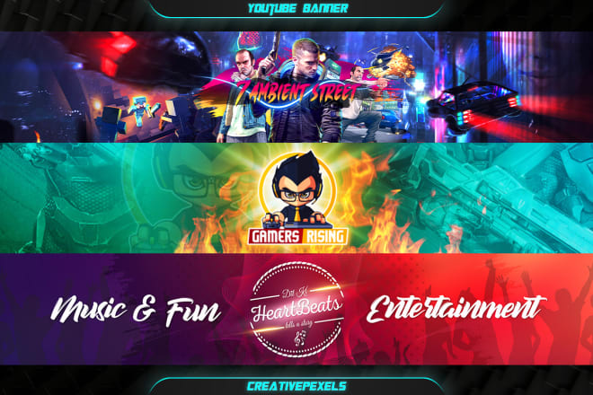 I will design awesome youtube gaming twitch banner in 4 hour